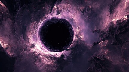 Wall Mural - Black hole with purple nebula.