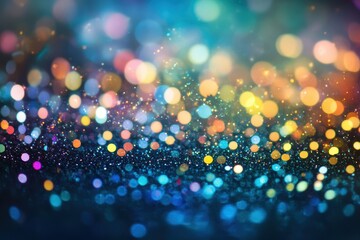 Wall Mural - Colorful bokeh light background with vibrant glitter sparkles