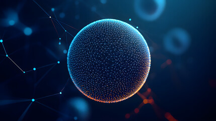 Poster - Sphere with connecting points. Global Connection Technology. The accumulation of information. 3D rendering.