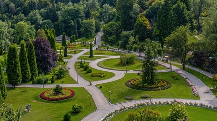 Canvas Print - Scenic Park Pathways in Lush Green Landscape