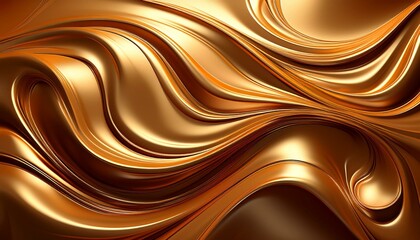 Aufkleber - Abstract golden waves pattern, luxurious texture, glossy finish, vibrant gold color. Liquid gold black liquid wavy shiny background 3D rendered, oily gold texture 3D background