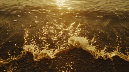 Wall Mural - Glimmering Waves at Sunset Over Calm Water