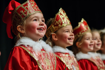 Poster - Joyful School Play with Children Dressed as Saint Nicholas  