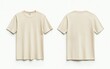 © Ahmadnawavi - Front and back view mockup of a plain pastel pink tshirt on a white background, displayed side by side, smooth texture, realistic shadow effects, minimalistic design, sharp edges