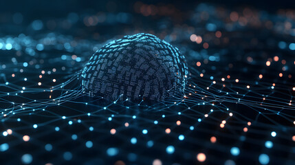 Wall Mural - artificial intelligence in a network connection. structural transmission of information. 3d renderin
