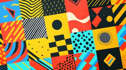 Sticker - Vibrant Geometric Pattern in Bold Colors and Shapes