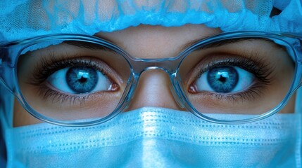 Wall Mural - female doctor wearing protective medical gear and glasses