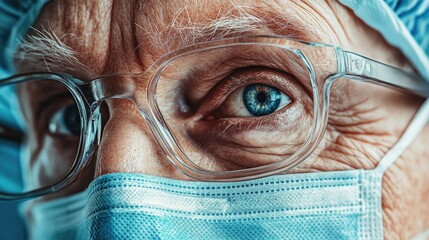 Wall Mural - female doctor wearing protective medical gear and glasses