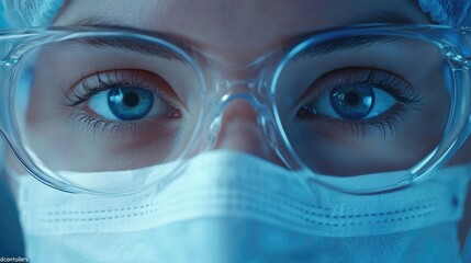 Wall Mural - female doctor wearing protective medical gear and glasses