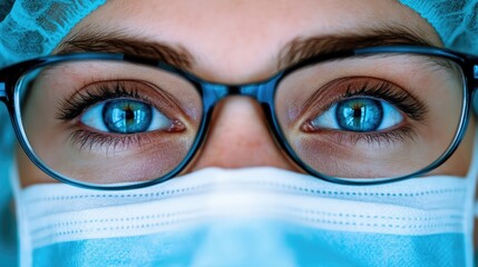 Wall Mural - female doctor wearing protective medical gear and glasses