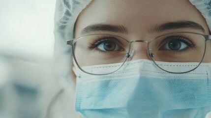 Wall Mural - female doctor wearing protective medical gear and glasses