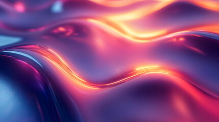 Canvas Print - Abstract Background with Neon Pink and Orange Waves