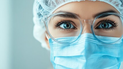 Wall Mural - female doctor wearing protective medical gear and glasses