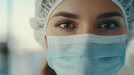 Wall Mural - female doctor wearing protective medical gear and glasses