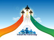 © New concept & ideas - Indian air force day, armed forces poster, banner, social media post, postcard, greeting card design.