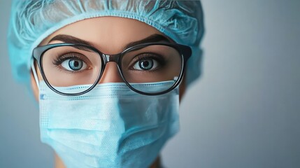 female doctor wearing protective medical gear and glasses