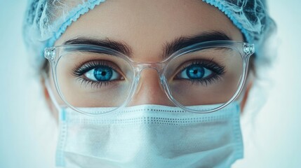 Wall Mural - female doctor wearing protective medical gear and glasses