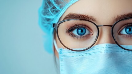 Wall Mural - female doctor wearing protective medical gear and glasses