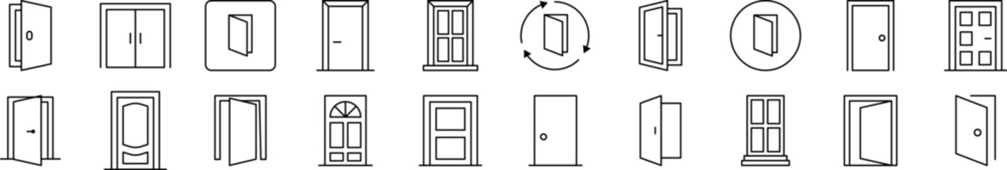 Wall Mural - door related icon set. editable stroke. suitable for web sites, books, cards, apps