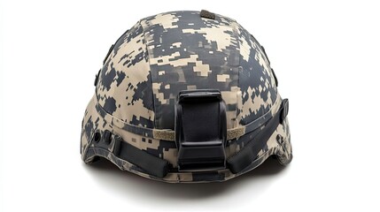 Wall Mural - Camouflage Military Helmet with Straps and Buckle