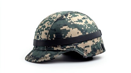 Wall Mural - Camouflage Military Helmet with Black Strap