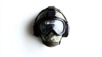 Camouflage Helmet with Goggles and Ear Protection