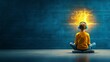 © Pual GotoMars - Child meditating with headphones, energy sparks above head, blue background.