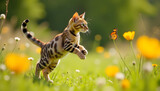 bengal cat playing with butterlfy