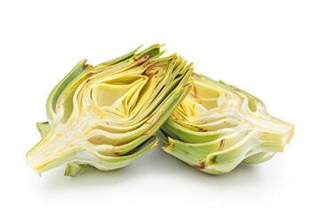 Wall Mural - Beautifully cut artichokes showcase their inner layers. This fresh and vibrant produce is perfect for healthy meals. Perfect for food photography and culinary uses. Generative AI