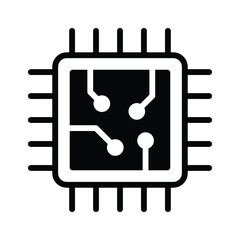 Poster - A microchip representing processing and computing in electronic devices.