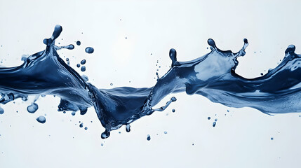 Wall Mural - dynamic blue water splash photography on white background