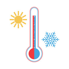 Wall Mural - thermometer vector icons with sun and snowflake. thermometer with sun and snowflake icon. hot and co