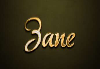 Poster - Old gold text effect of name Zane with 3D glossy style Mockup.	