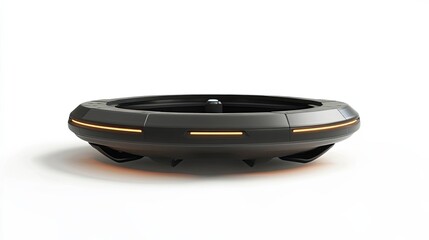 Wall Mural - futuristic flying saucer with orange lights