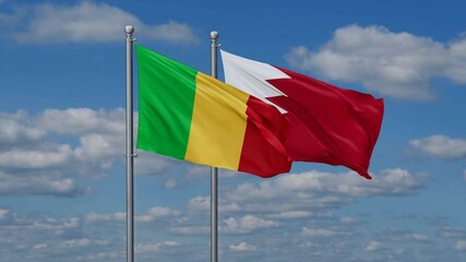 Wall Mural - Bahrain and Mali flags flying together, video concept of the relationship, two country relations concept