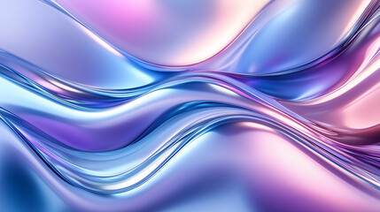 Poster - Shiny Liquid Metal Swirls in Blue and Lavender Reflective Abstract Pattern