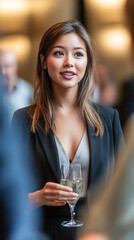 Canvas Print - Young Professional Woman Networking at Elegant Business Event  