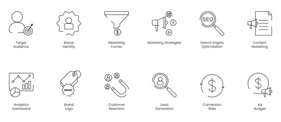 Wall Mural - digital marketing icon set vector illustration