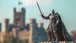 © Tonadech - 35. Knight figure standing with a raised sword in front of a fortress
