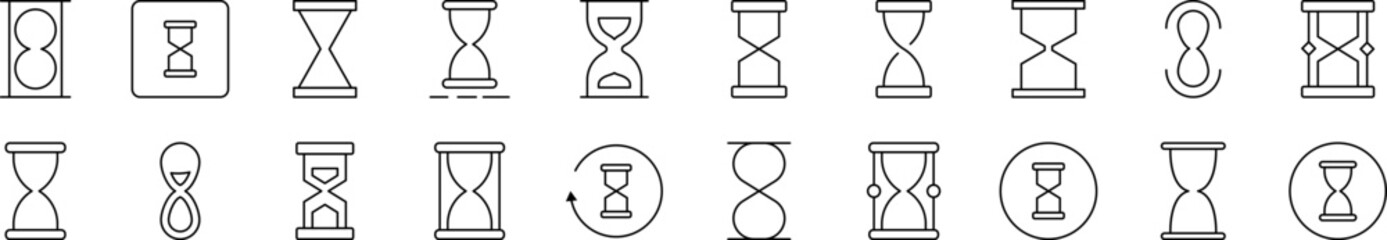 Wall Mural - hourglass thin icons collection. editable stroke. suitable for web sites, books, cards, apps
