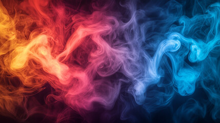 Sticker - Fiery Orange and Blue Smoke in a Colorful Abstract Flow with Soft Hues