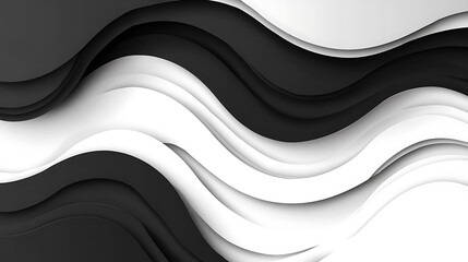 Wall Mural - Abstract Black and White Wavy Background