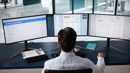 Poster - Accountant Using Finance E Invoice Software