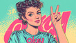© Best_Seller - A cool, trendy person makes the 'okay' hand gesture. This is a fun, retro-style illustration.