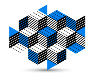 Canvas Print - isometric 3d cubes vector abstract geometric background, abstraction art polygonal graphic design wa