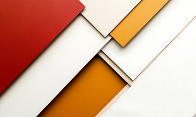 Poster - Abstract Geometric Shapes in Red, Orange, and White