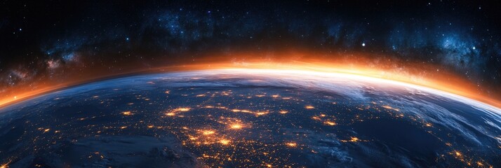 Wall Mural - earth viewed from space at night.