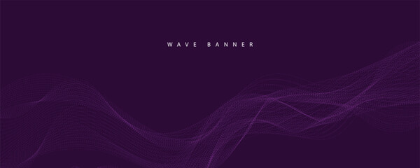 Wall Mural - Abstract digital technology futuristic purple wave background.