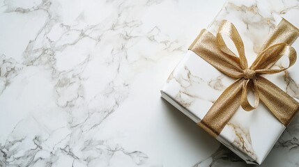 Elegant Gift Box on Marble Background