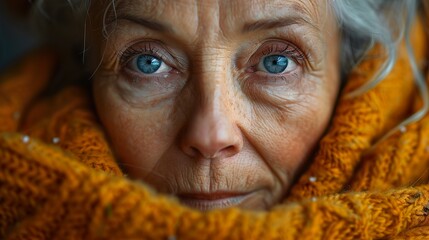 Poster - Close-up Portrait of a Woman with Blue Eyes